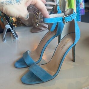 Nine West Turquoise Suede Ankle-Strap Stiletto Sandals